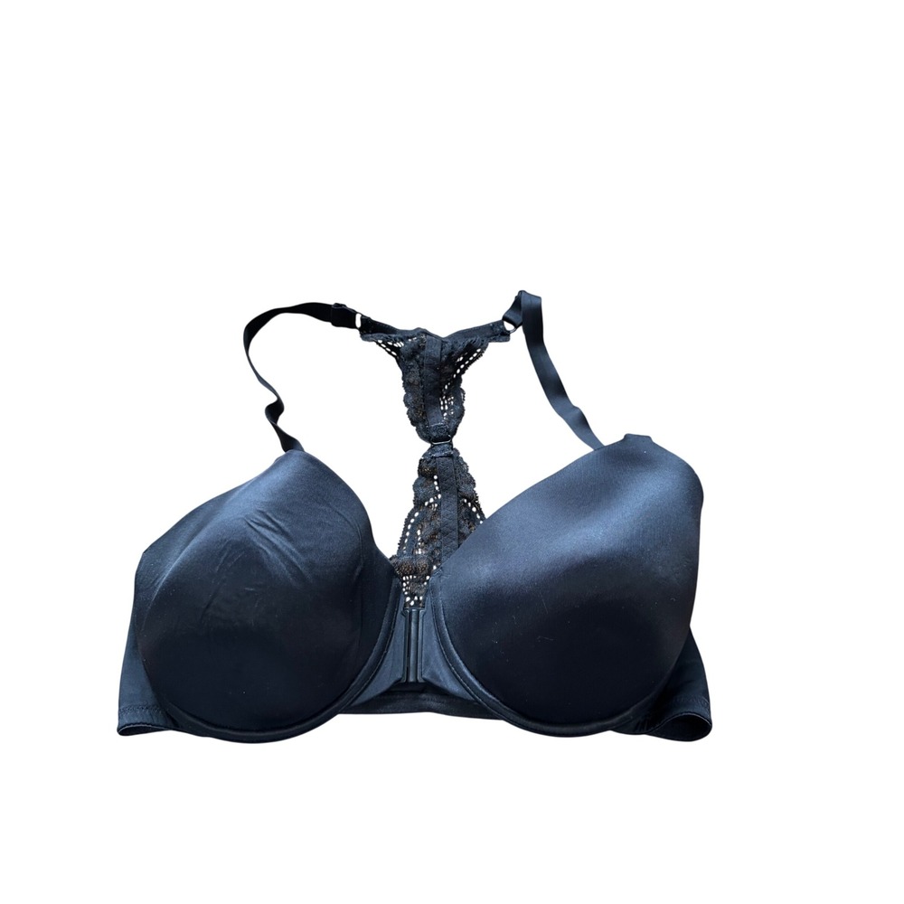 Modern Movement Bra Women 38D Black Excellent Front Close Lace Racerback